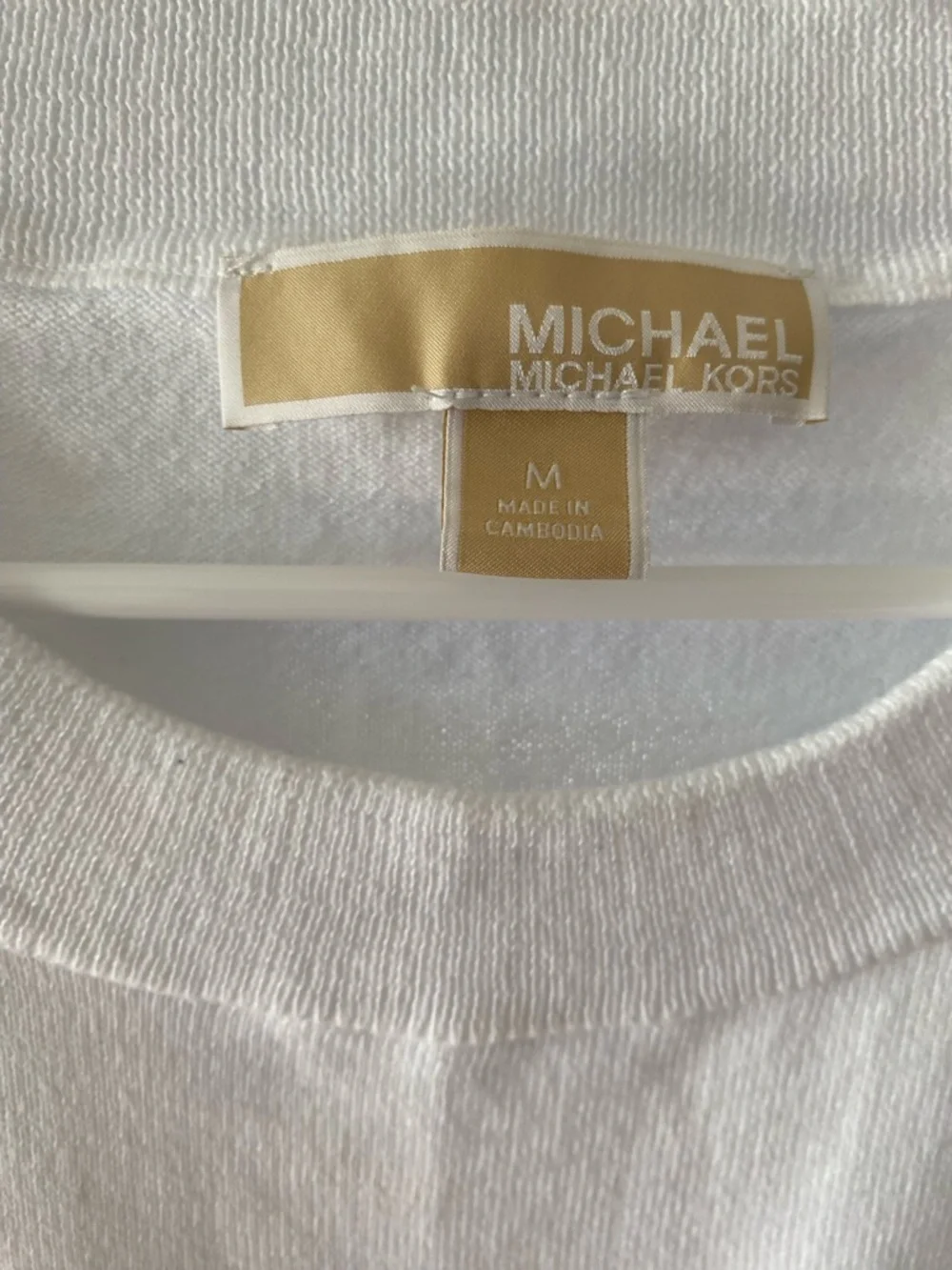 Michael Kors White Short Sleeve Tee with Tonal MK Logo - Picture 4 of 4
